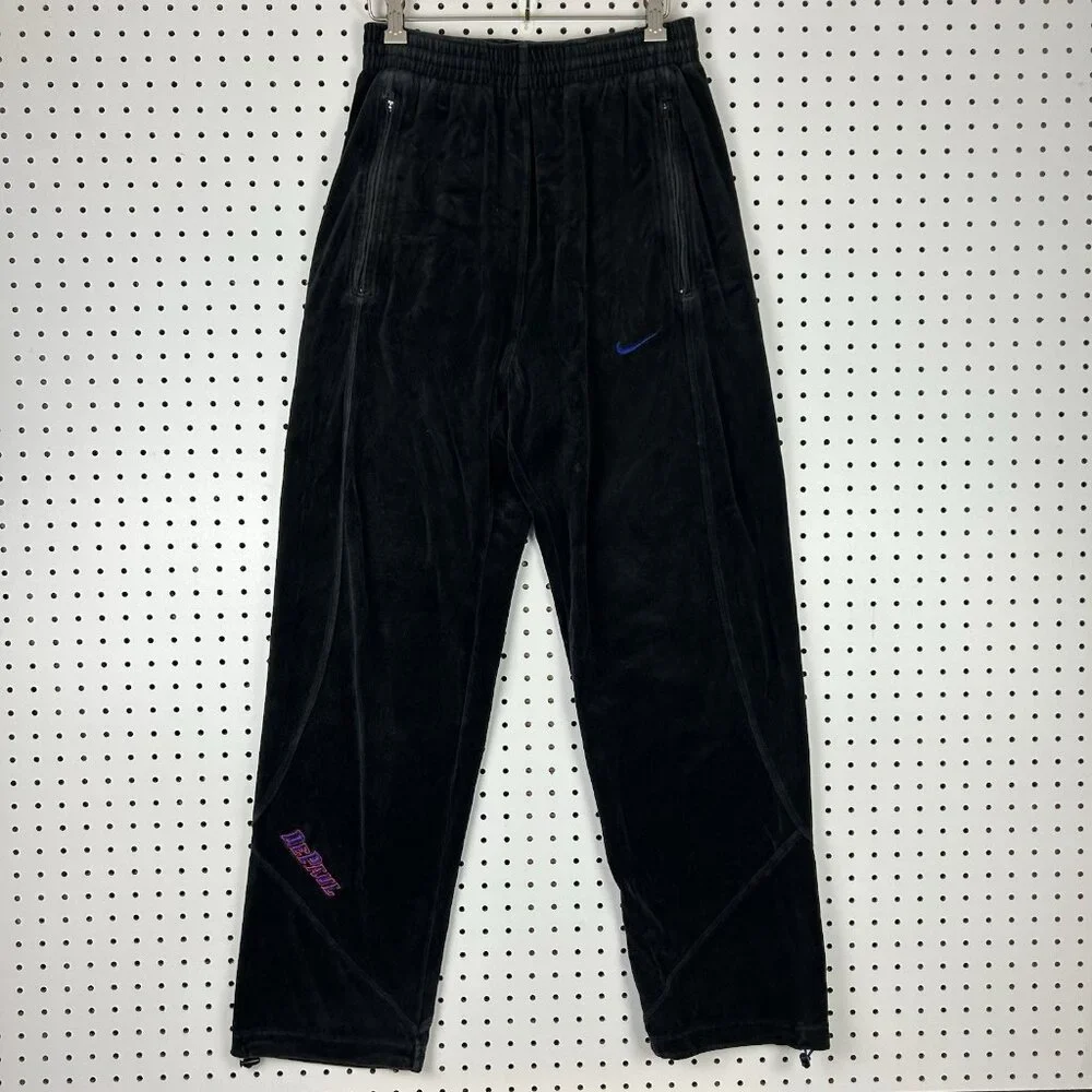 DePaul‎ Nike Baggy Velour Sweatpants XS Ripcord Streetwear Team Black Zip Pocket